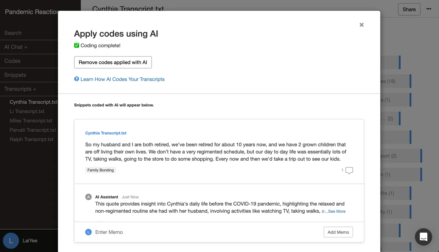 Apply codes using AI