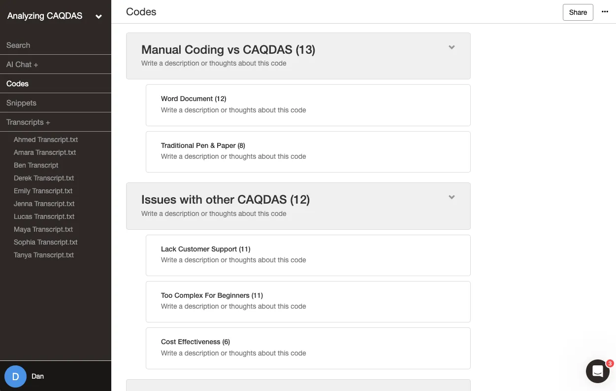 Codebook for structural coding in Delve