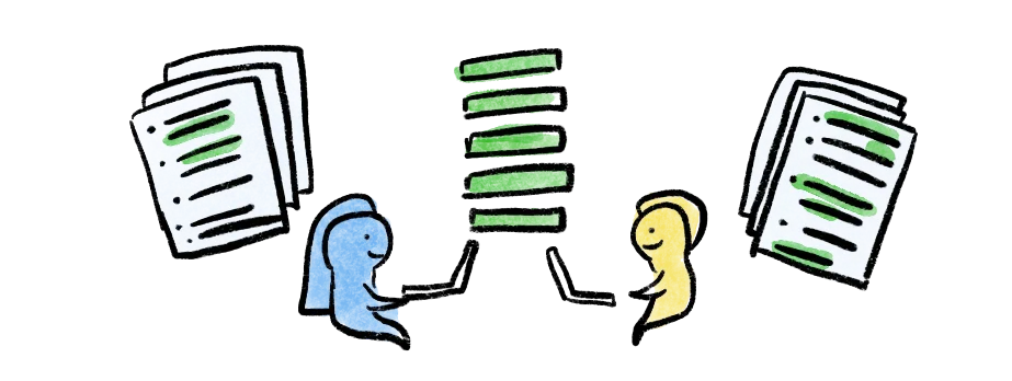 A research team coding together in Delve
