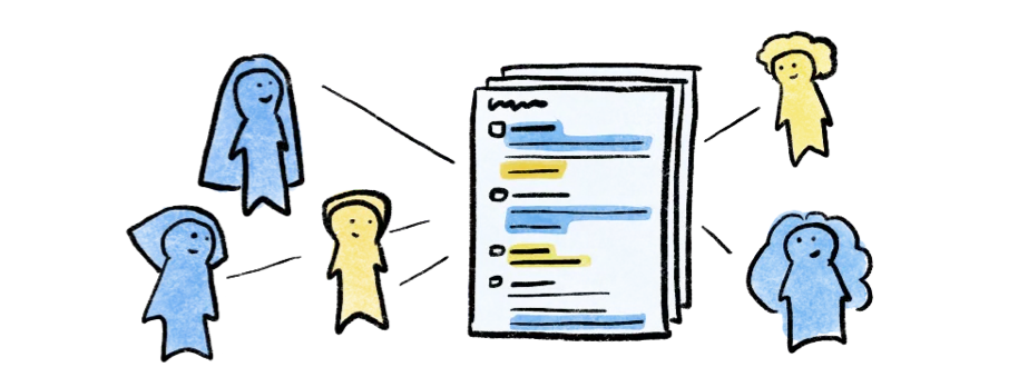 Researchers reviewing coded data together
