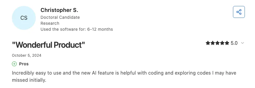 Color coded codes in Delve