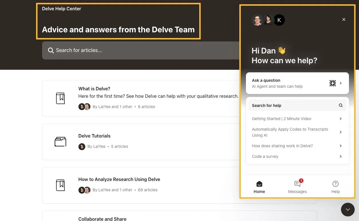 Delve customer support