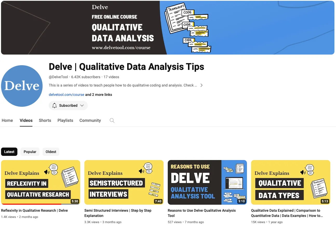 Delve easy-to-follow educational videos