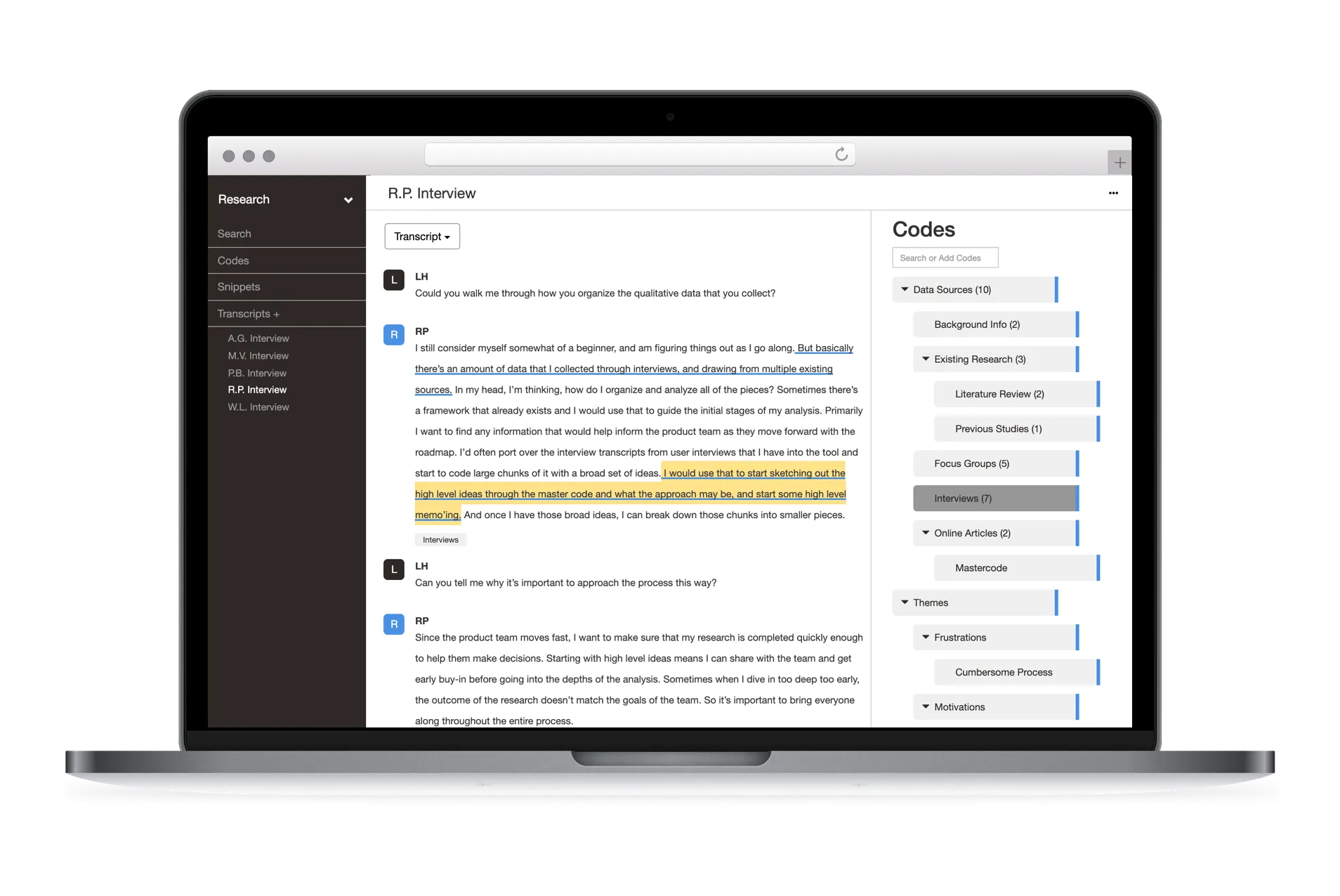 Delve qualitative tool collaboration