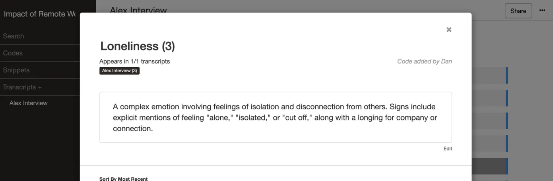 Loneliness code setup in Delve