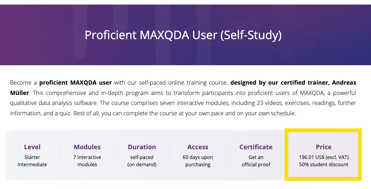 MAXQDA courses for students