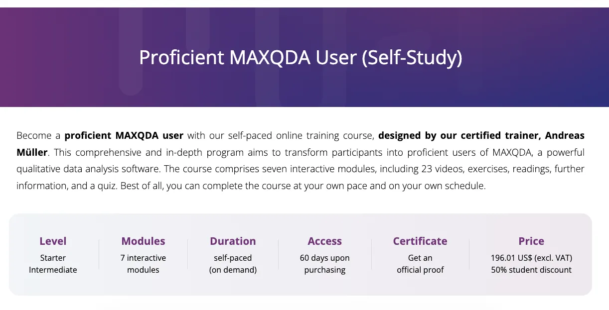 MAXQDA Proficient User course