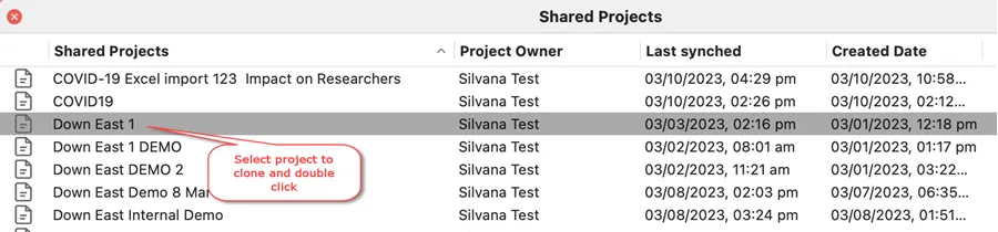 NVivo Cloud Projects list on Mac