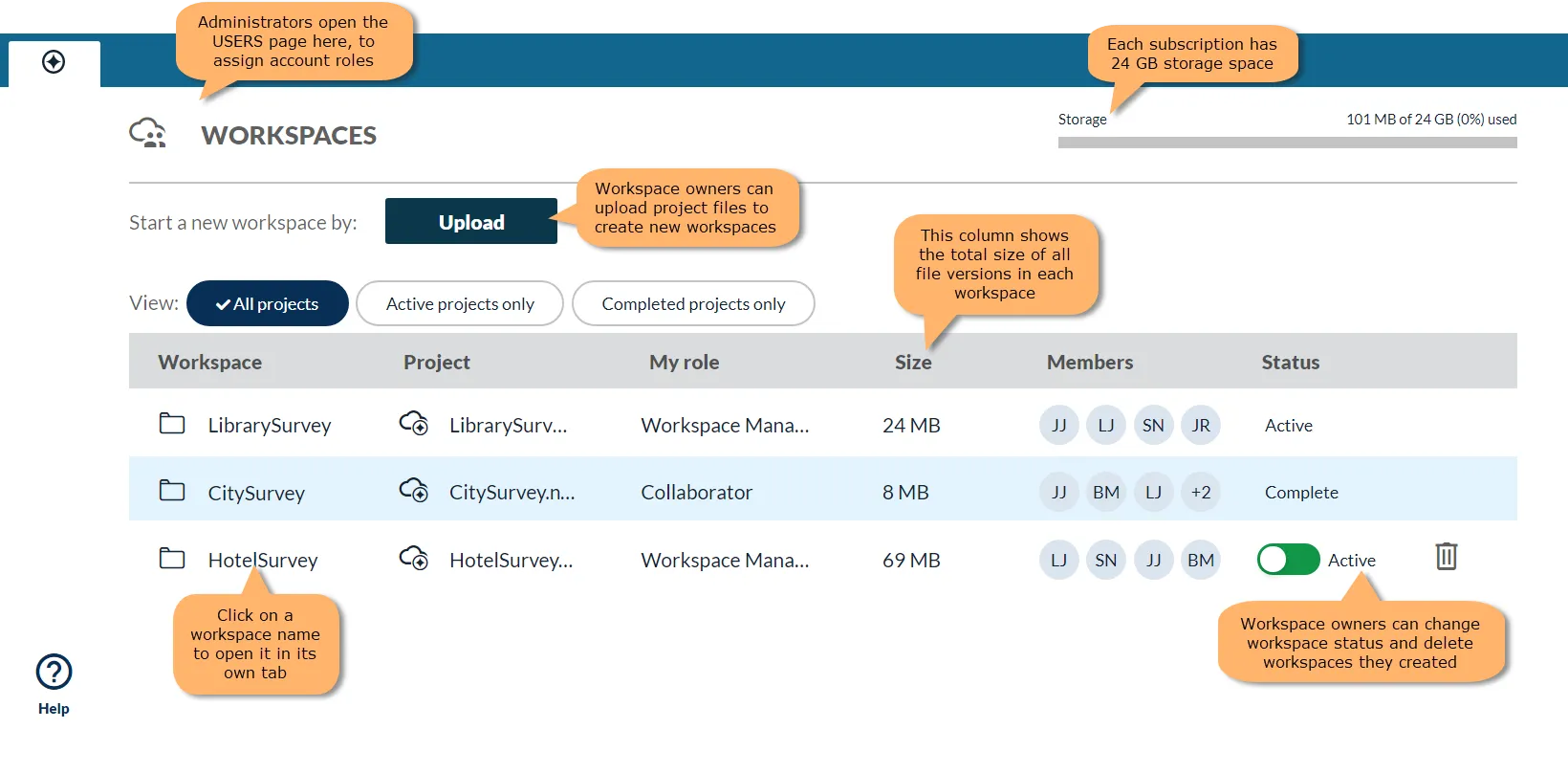 NVivo individual workspace screen