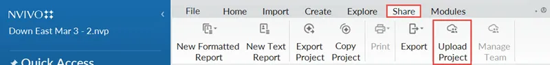 NVivo upload project on Windows