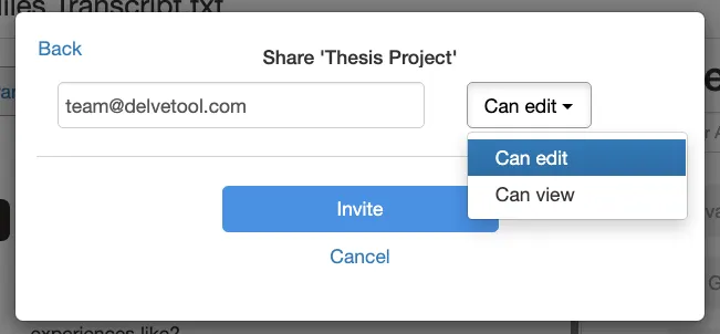 Share a project in Delve
