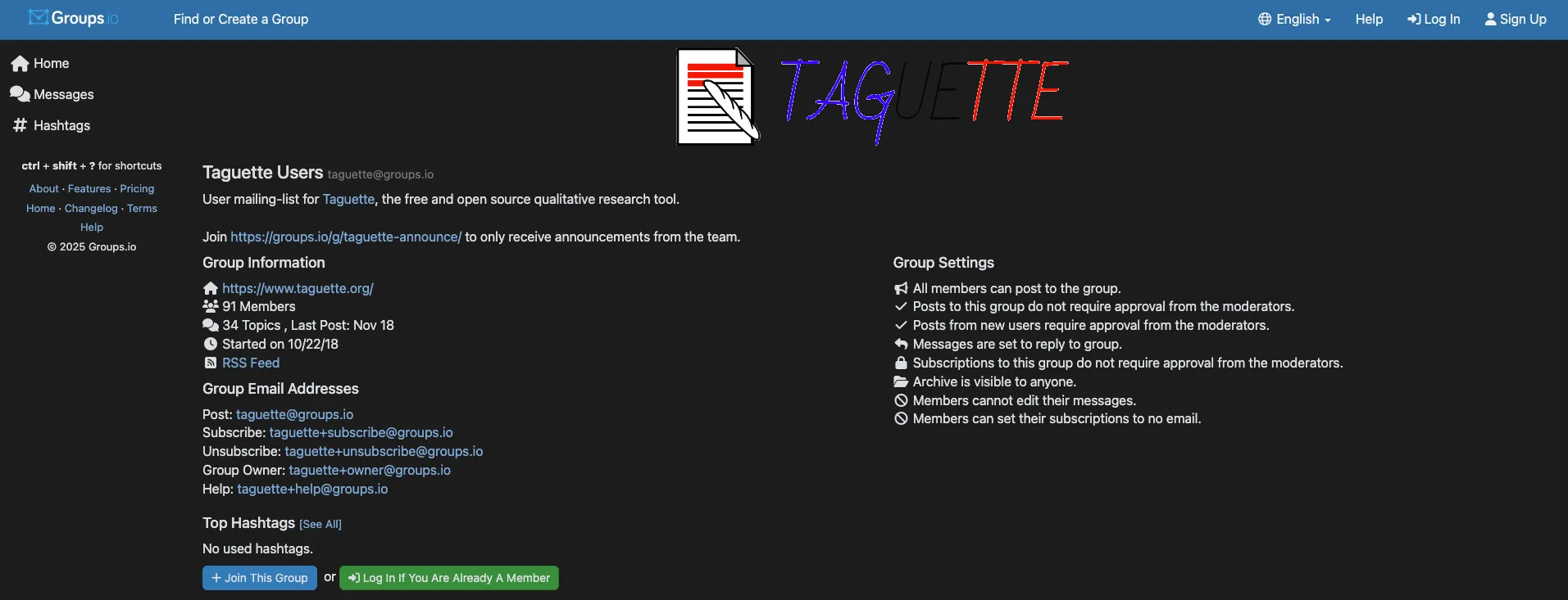 Taguette interface