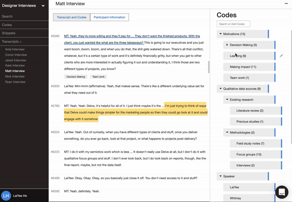Adding a code description in Delve to record bracketing notes