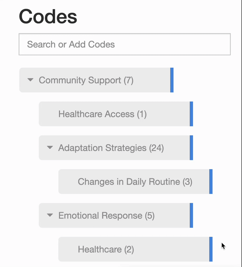 Merging codes in Delve