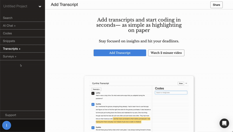 Add survey for convergent parallel design in Delve qualitative data analysis software. 