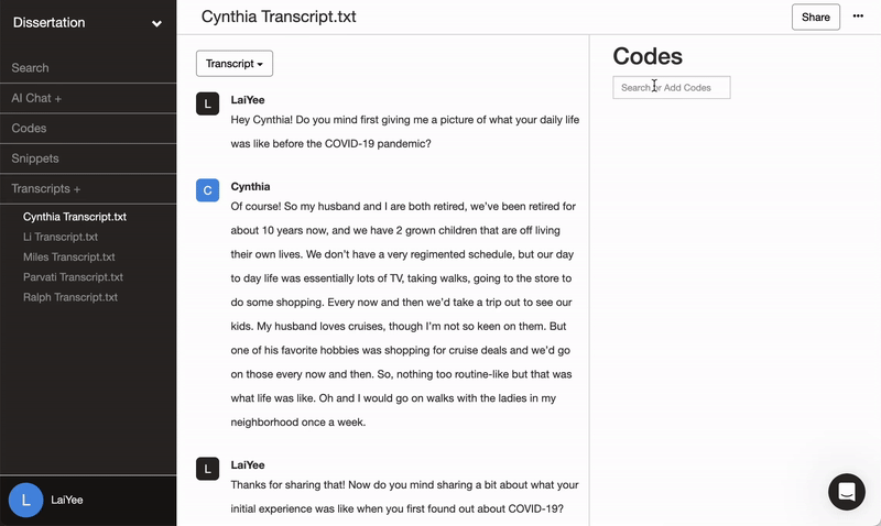 Adding Codes in Delve