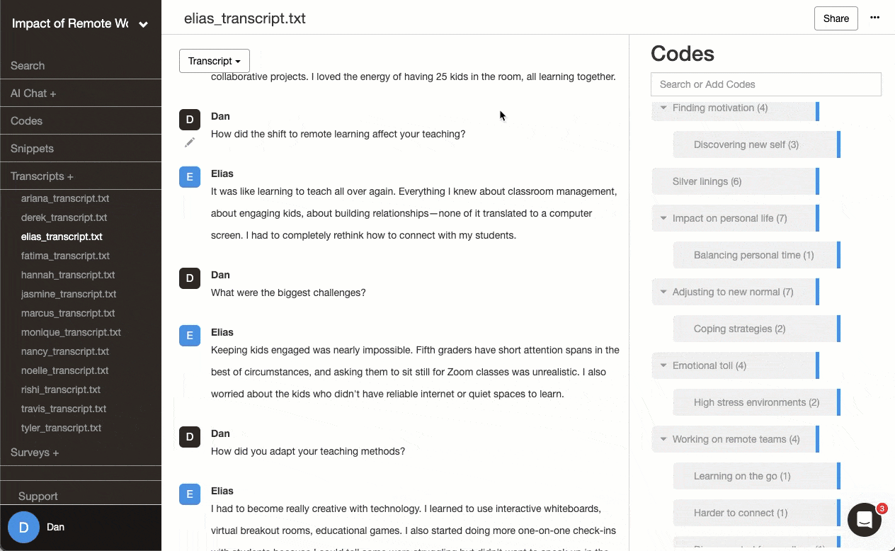 Animated demo of adding a code in Delve