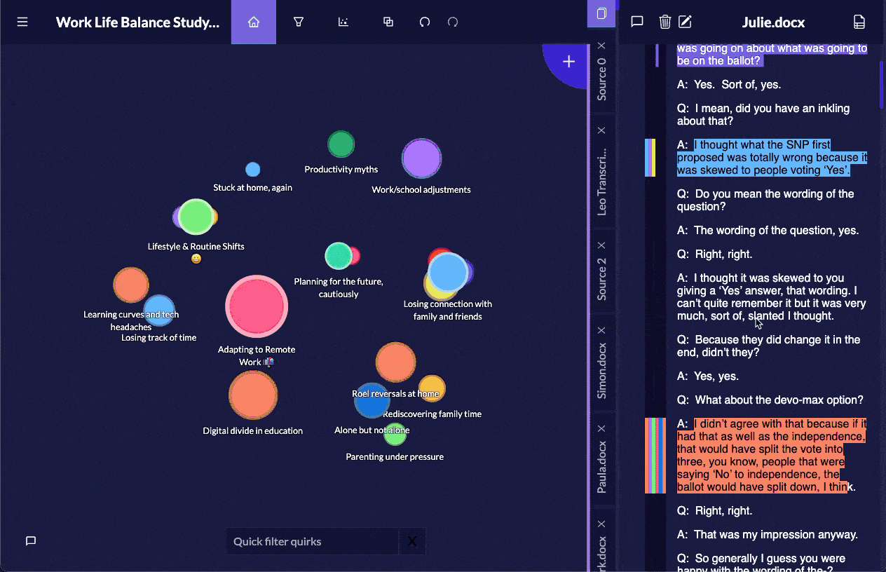 Animated demo of adding a quirk (code) in Quirkos