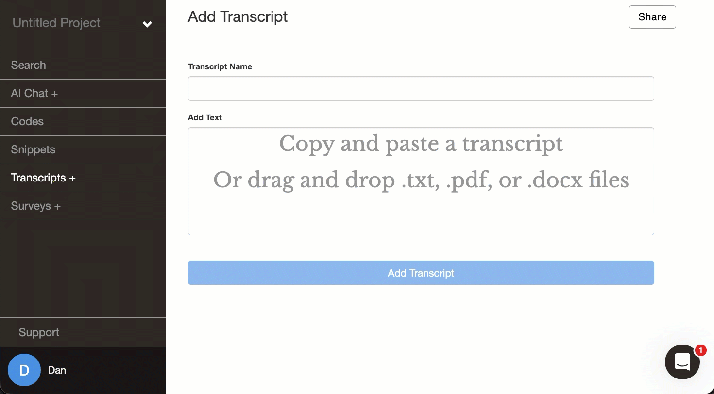 Batch uploading transcripts in Delve
